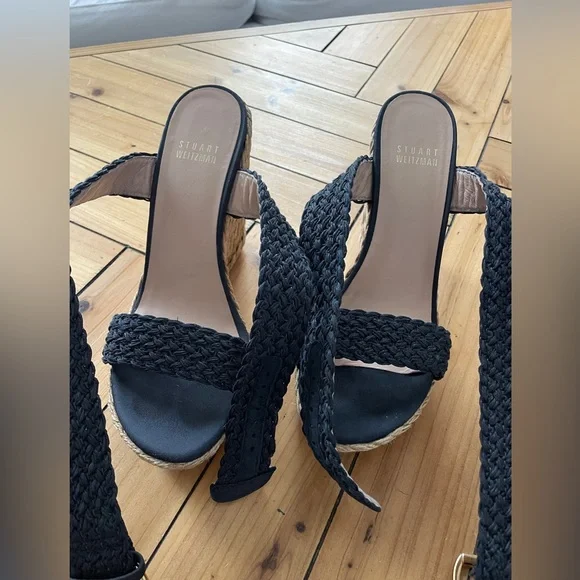 Stuart Weitzman Alex Ankle Wrap Wedge Sandals . Navy size 7 . Summer vibes - Picture 4 of 11